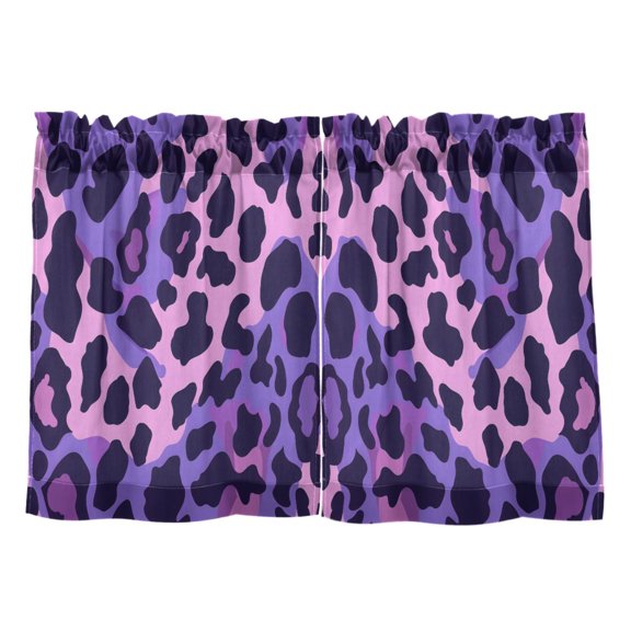 Purple Leo Skin Texture Tier Curtains Tier Kitchen Living Room Bedroom Balcony 2 Panels 27x24 Inch