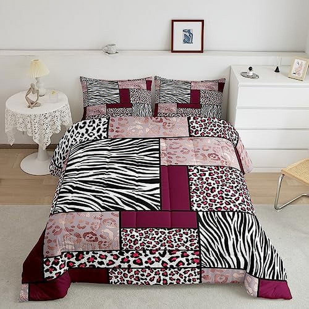 Purple Leopard Bedding Set Queen Cheetah Print Comforter Set Wild