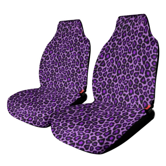 Purple Leopard Pattern Car Seat Covers Pack of 2 Universal Front Seat Protective Cover