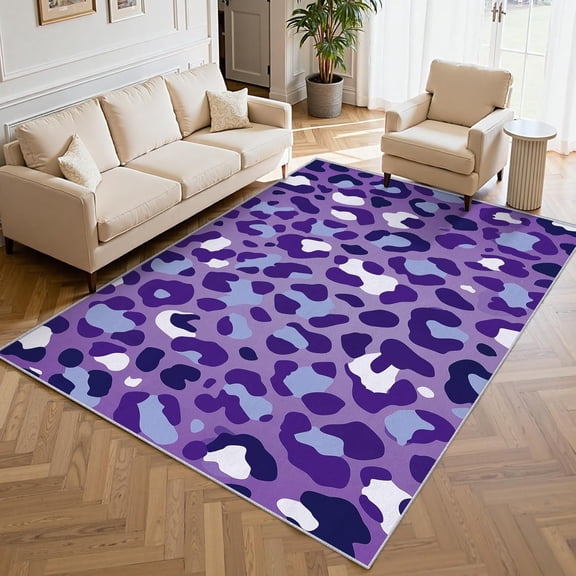 Purple Leopard Print Area Rug, Cheetah Animal Pattern Carpet, Washable Non Slip Low Pile Soft Thin, Living Room Bedroom Home Decor Mat 2x3ft