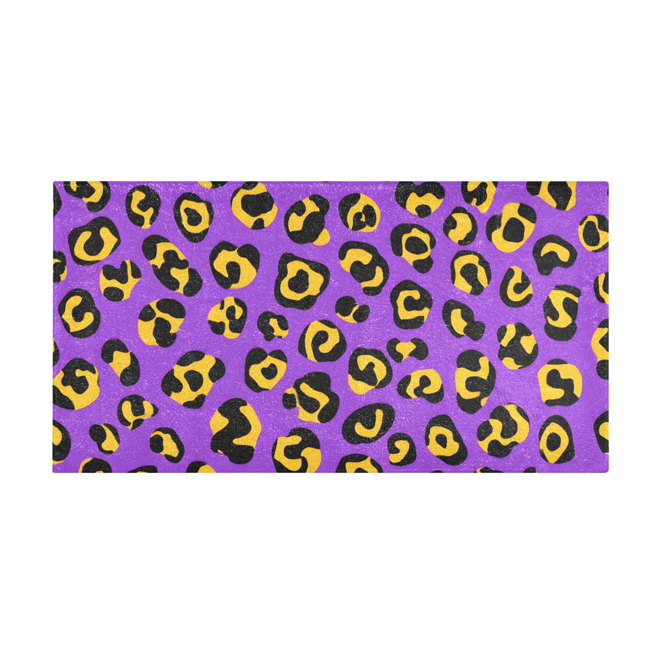 Purple Leopard Print Bath Mat 39x20 Inch Soft Absorbent Non-Slip Plush ...