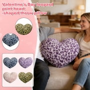 Purple Leopard Print Heart Pillow, Decorative Throw Cushion, Lumbar Pillow - With Purple Leopard Heart Pattern, Ideal For Sofa Bed Living Room Decoration - Valentine's Day Gift,