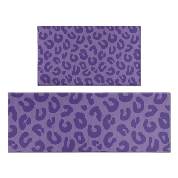 Purple Leopard Print Kitchen Rugs Sets Of 2,Anti Fatigue Kitchen Mat Rugs Non Slip Washable,Decorative Kitchen Floor Mats for Kitchen,Sink,Laundry,17"x30"+17"x47"