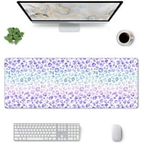 Purple Leopard Print -Mouse Pad, Big Desk Mat, Extended Gaming Mouse Pad, Mouse Mat with Non-Slip Rubber Base ＆ Stitched, 31.5 X 11.8 in Large Desk Pad for Keyboard, Mouse, Home and Office