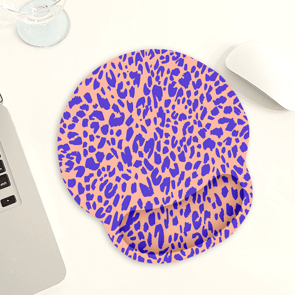 Purple Leopard Print Mouse Pad Wrist Support, Ergonomic Mouse Pad with Wrist Rest, Smooth Surface and Non - Slip PU Base for Pain Relief, Laptop, Office & Home
