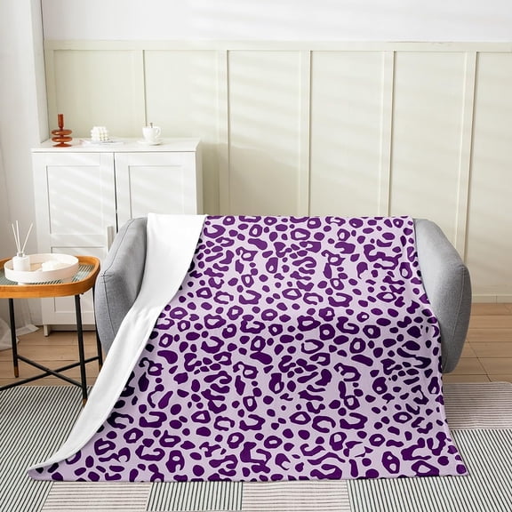 Purple Leopard Print Soft Plush Throw Blanket for Home Decor