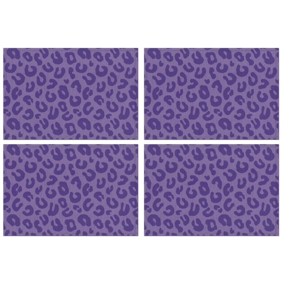 Purple Leopard Print Summer Placemats Table Placemats Set Of 4-Linen Kitchen Washable Placemats Table Mats 11.8"x17.7"Non-Slip Heat Resistant