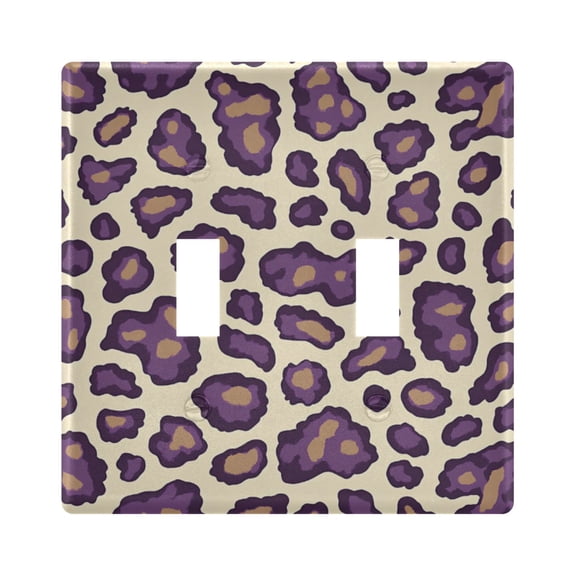 Purple Leopard Skin Print Light Switch Cover Electrical Outlet Cover Replaceable Wall Plates 2-Gang
