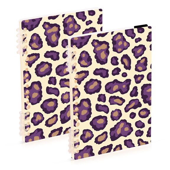 Purple Leopard Skin Print Notebook Detachable Coil Notebook Diary Plan Book A5 Size 60 Pages 2 Pack