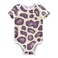 thumbnail image 1 of Purple Leopard Skin Print Pure Cotton Bodysuit Short Sleeve Pajamas One-Piece Romper Unisex 9M, 1 of 6