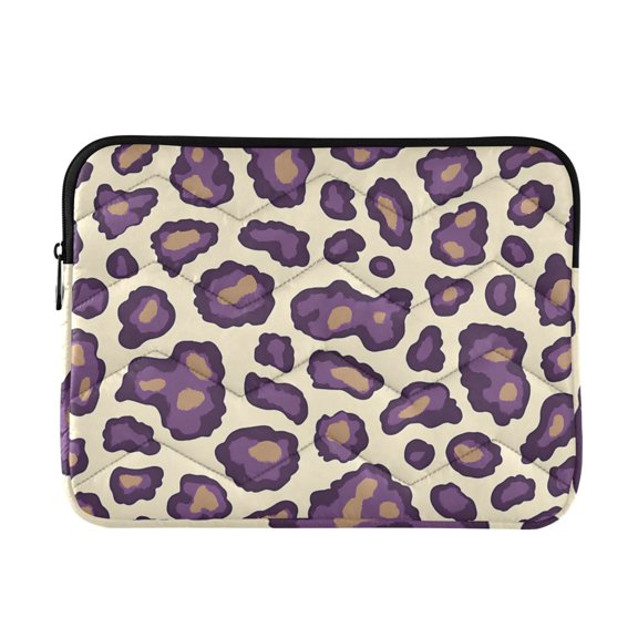 Purple Leopard Skin Print Quilted Laptop Protective Cases Computer Sleeves Tablet Bags Briefcases M
