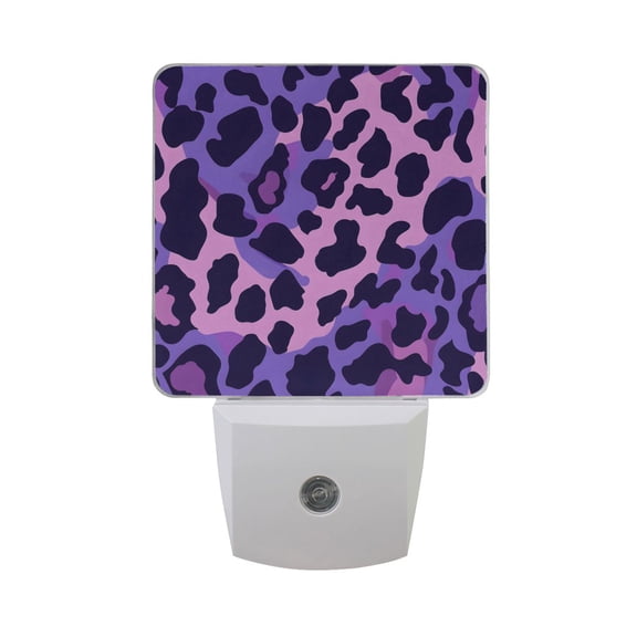 Purple Leopard Skin Texture LED Night Light with Smart Sensor Plug Into Wall Dusk to Dawn 2 packs