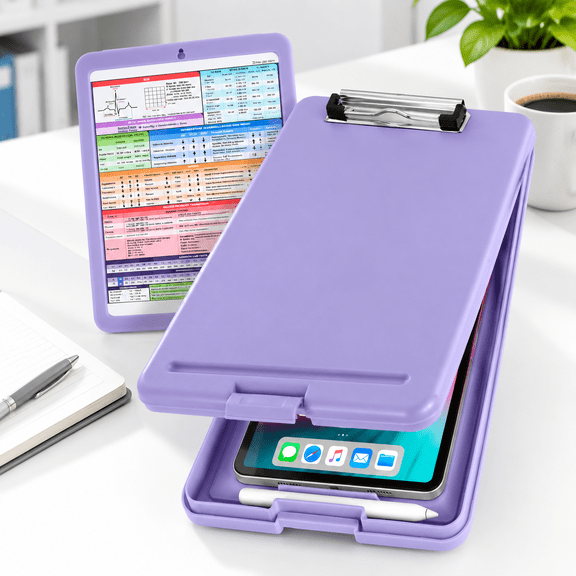 Purple Letter-Size Clinical Clipboard with 1 Inch Internal Storage and Quick Reference Guide