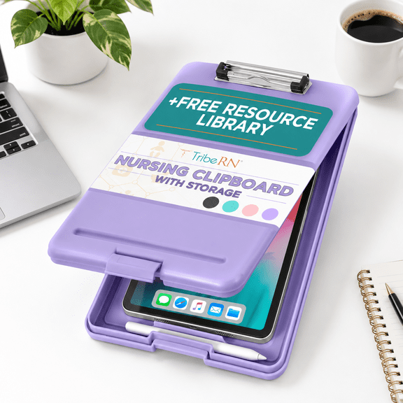 Purple Letter-Size Clinical Clipboard with 1 Inch Internal Storage and Quick Reference Guide