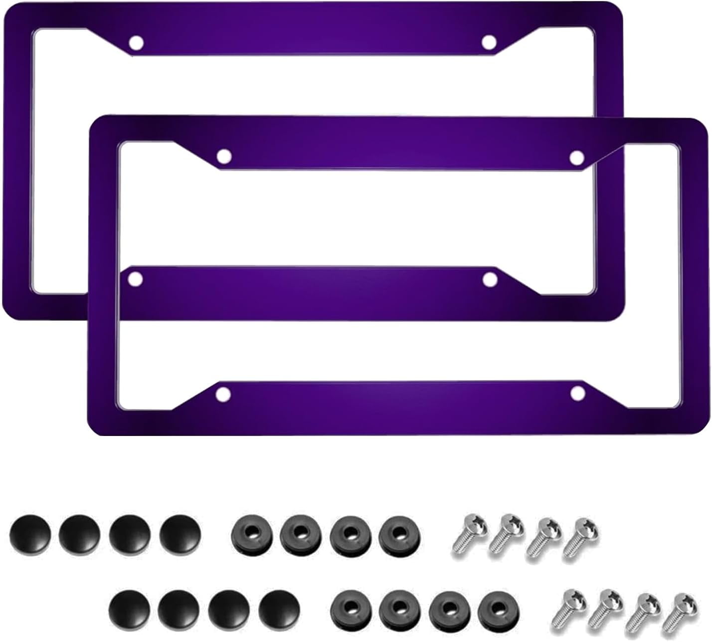 Purple License Plate Frame 2 Packs Purple Car Accessories  Metal License Plate Holder, Weather Proof, Rust-Proof  Size