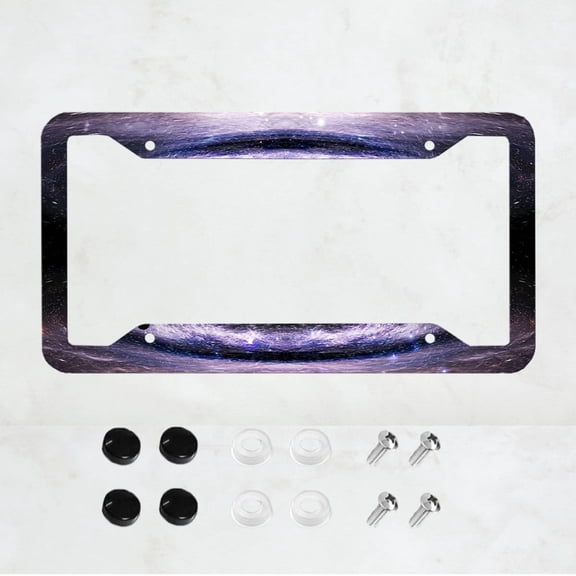 Purple License Plate Frame, Cosmic Vortex License Plate Frame, Starry License Plate Frame, Front And Rear License Plate Cover, 4-Hole Common License Plate, Car Decoration, 12x6 inch
