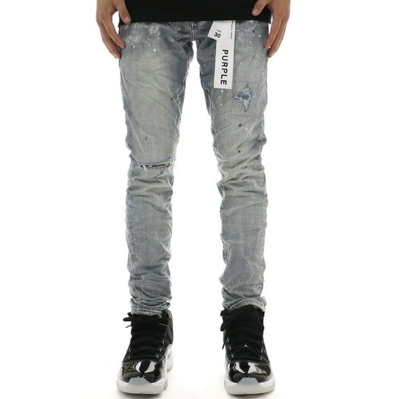 Purple Light Indigo Paint Blowout Denim 36W/32L LT.BLUE