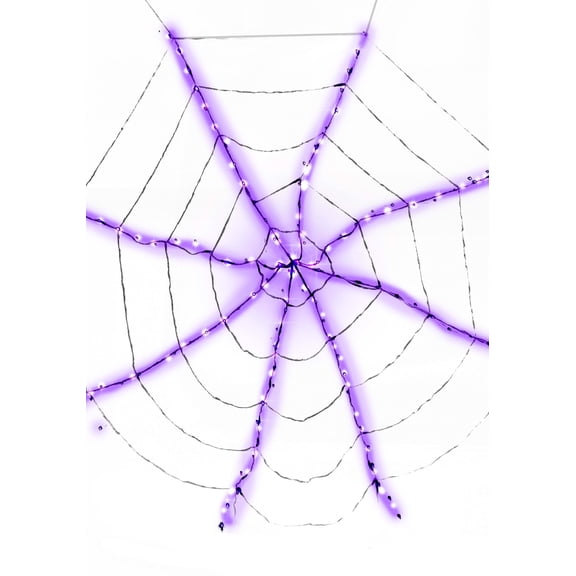 Purple Light-Up Spider Web Decoration
