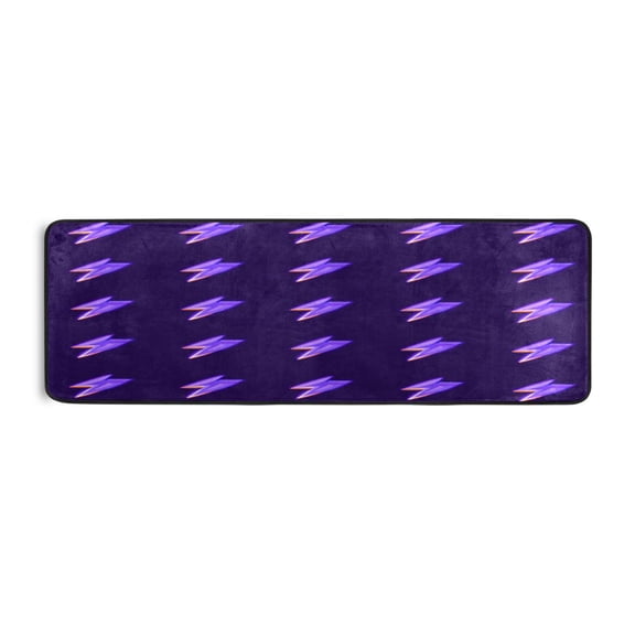 Purple Lightning 72x24" Runner Rug, Non-Slip Memory Foam Cushion, Anti-Crease for Hallways and Bedrooms