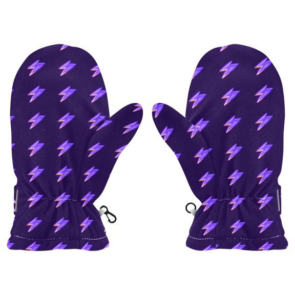 Purple Lightning Cold Weather Mittens Cozy Gloves with Adjustable Fit Perfect for Outdoor Fun