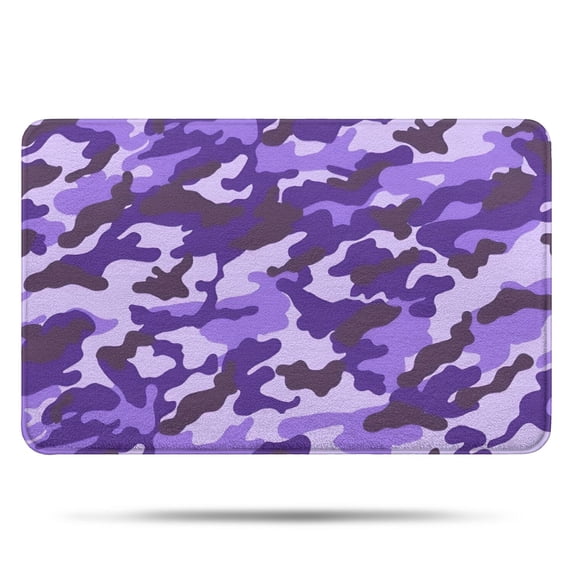 Purple Lilac Camo Classic Shapes Pattern Bathroom Rugs Mat,Non Slip Microfiber Bathroom Rug,Rubber Backing,Soft Bathroom Mats for Bathroom Floor,Tub and Shower,17x27in(43x68cm)