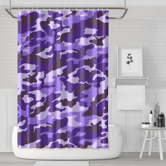 Purple Lilac Camo Classic Shapes Pattern Shower Curtain 72"x72" ,Bathroom Decorative Shower Curtains Set with 12 Hooks,Modern Waterproof Washable Shower Curtain