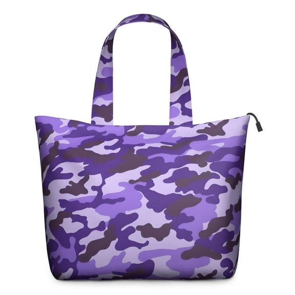 Purple Lilac Camo Classic Shapes Pattern Travel Tote Bags for Women Carry On,Large Weekender Bags for Women Travel,Multi Functional Duffle Bag for Work,Shopping,Sports