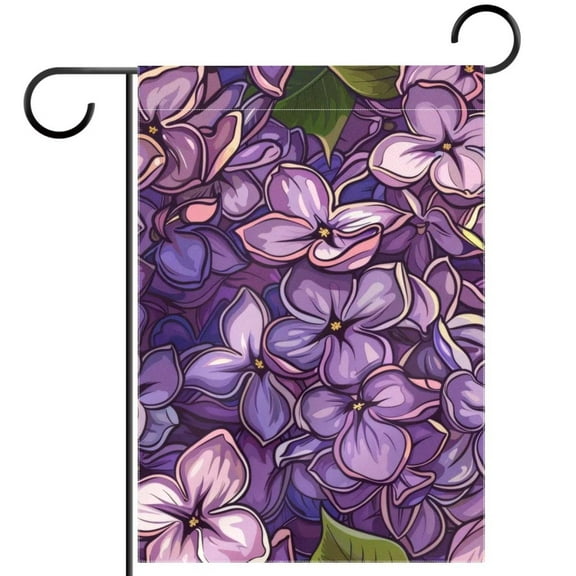 Purple Lilac Flowers Garden Flag Double Sided House Flag for Outdoor Home, Personalized All Year Round Yard Decor 12 x 18 Inch