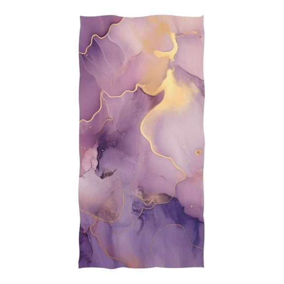 Purple Lilac Gold Marble Beach Towel Oversized 74"x37" Pool Towels Soft Absorbent Extra Large Quick Drying for Bathroom