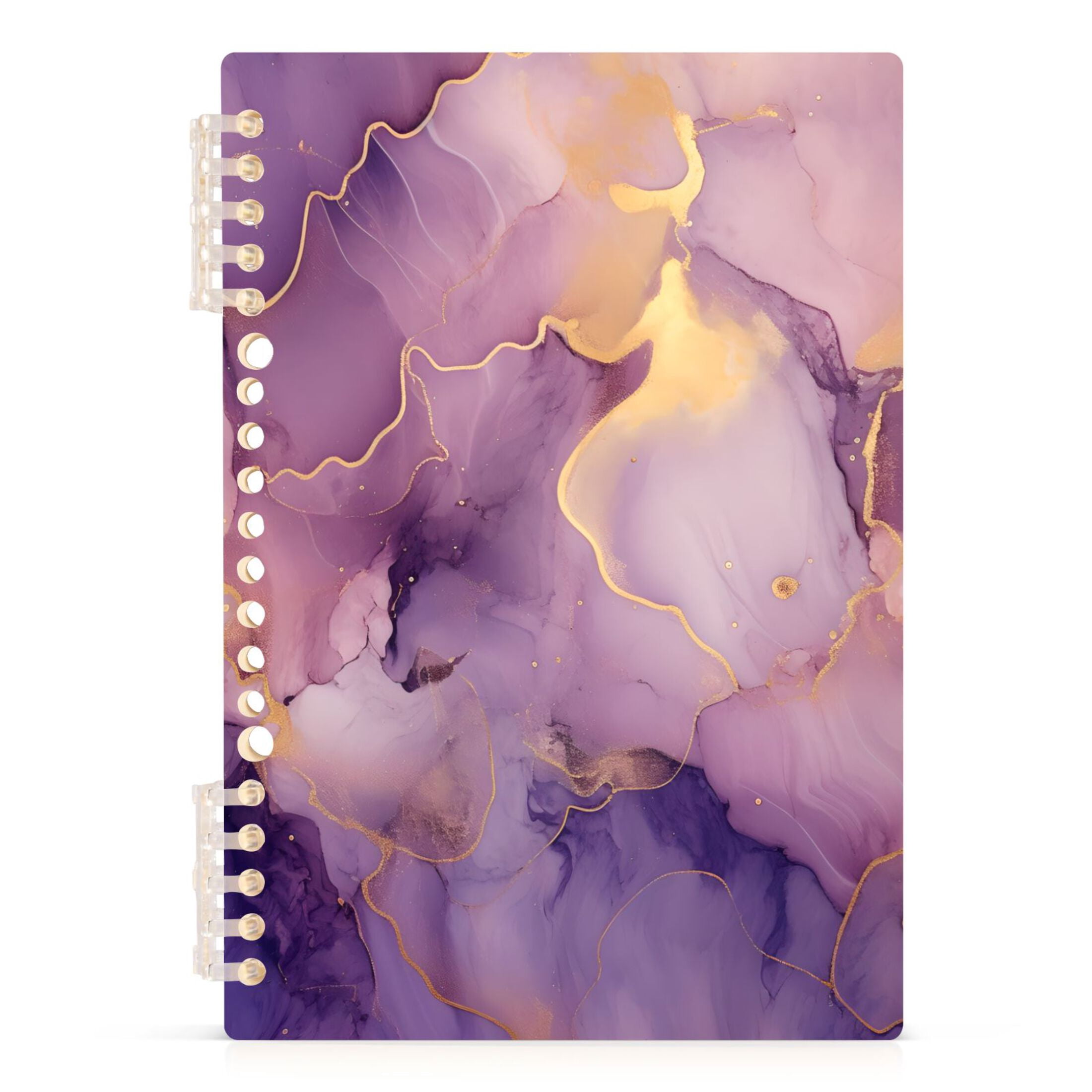 Purple Lilac Gold Marble Spiral Notebooks 60 Sheets 120 Pages A5 ...