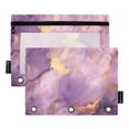 thumbnail image 1 of Purple Lilac Marble 2 Pack Pencil Pouch for 3 Ring Binder Smooth Zipper Folders with Pockets Clear Window Pencil Case, 1 of 6