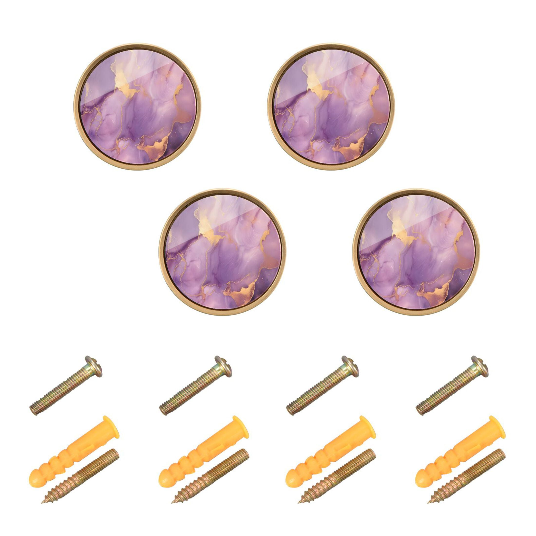 Purple Lilac Marble Cabinet Knobs Sets Kitchen Pulls Dresser Drawer Handles Hardware Decorate for Bathroom Wardrobe Closet Knob 4 Packs