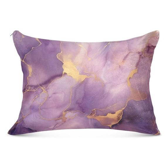 Purple Lilac Marble Plush Pillow Cases Standard Size Ultra Soft Warm Pillowcases with Zipper 20"x26"