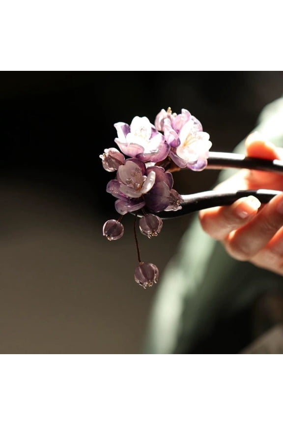 Purple Lily Of The Valley Hair Clip Hanfu Qipao Chinese Style Womens Accessory