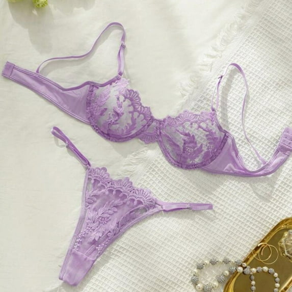 Purple Lingerie Set Floral