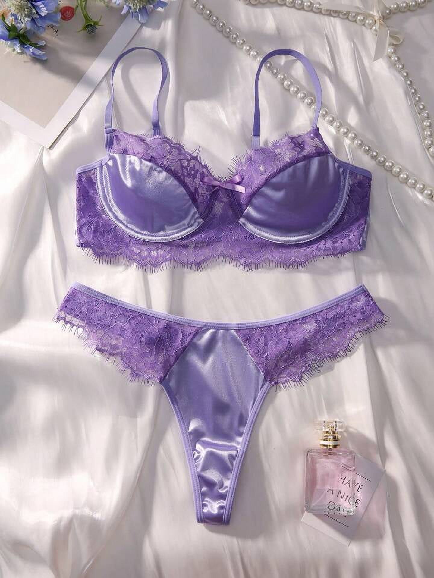 Purple Lingerie Silk Set Classy - Walmart.com