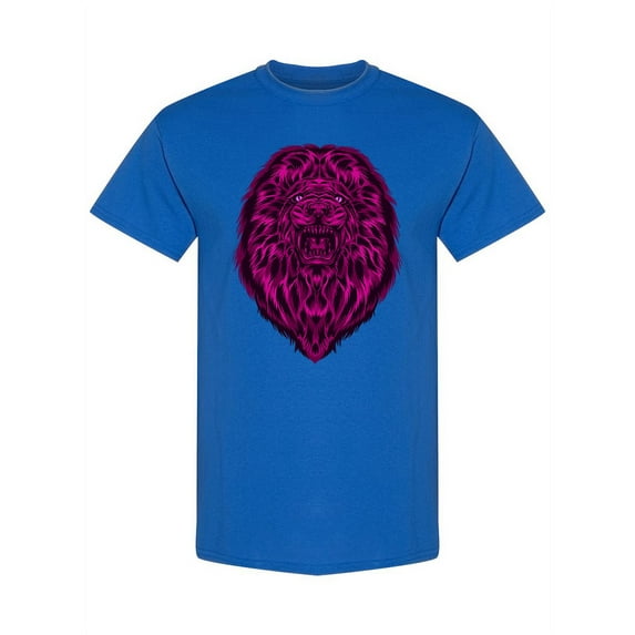 Purple Lion Head Design T-Shirt Men -Image by Shutterstock, Male XX-Large