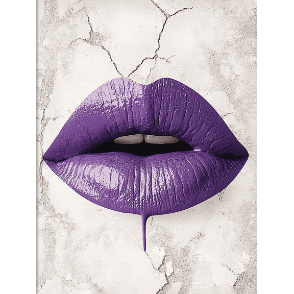 Purple Lips Decorative Painting/Canvas Art Perfect for Living Room Bedroom Office Studio Makeup Room Beauty Salon and Fashion Boutique Decoration Artistic and Modern Purple Lips Wall Decor.