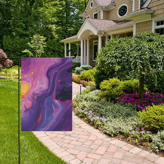 Purple Liquid Abstraction Garden Flag 12x18 inch Double Sided Outside Yard Decorations for Home Outdoor