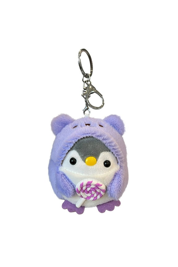 Purple Little Penguin Keychain Toy With Soft Plush, For Children Accessory And Decor