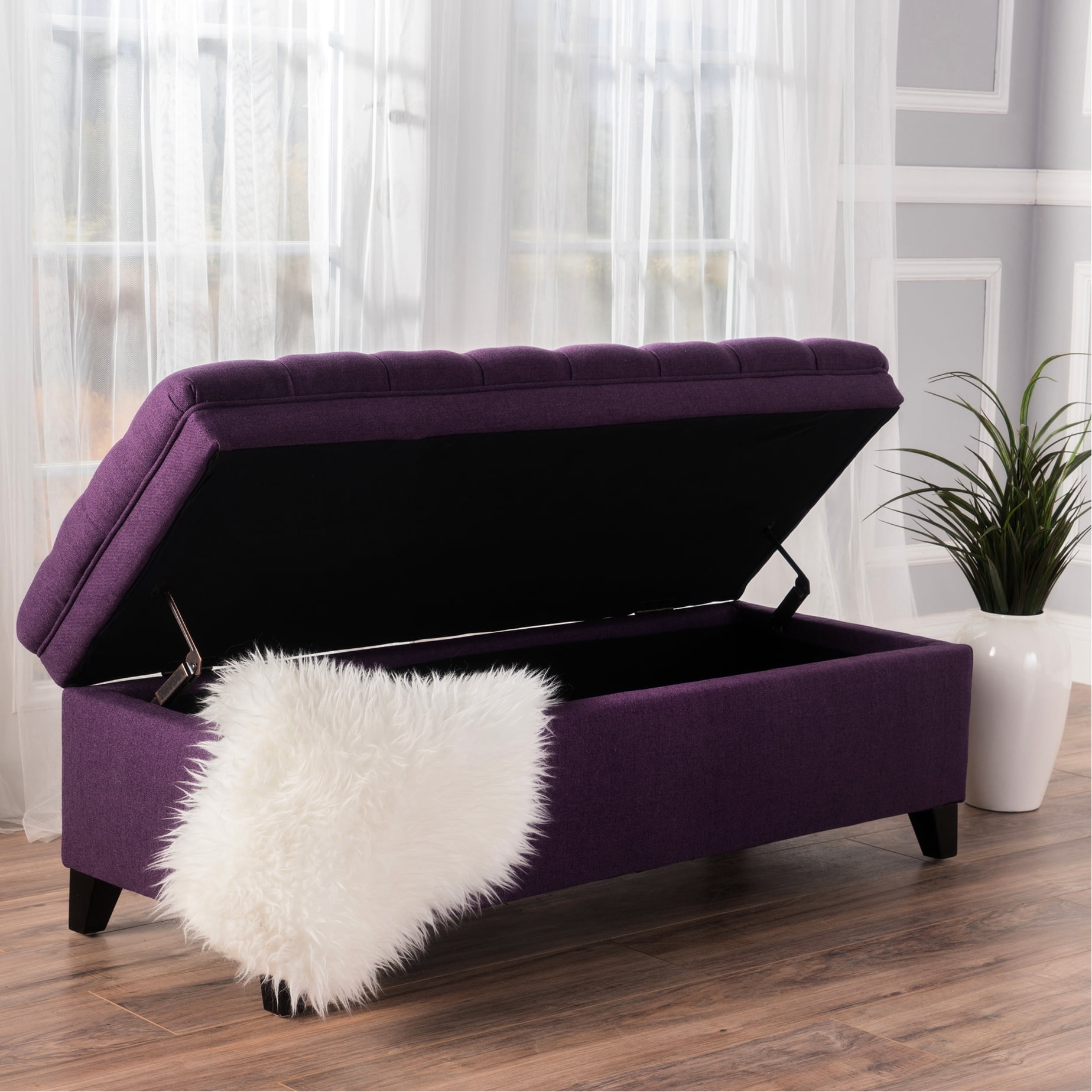 Purple Living Room Storage Chair - 50d X 20.5w 18.3h Fabric, Birch Versatile Piece Stylish With Compartment Essential