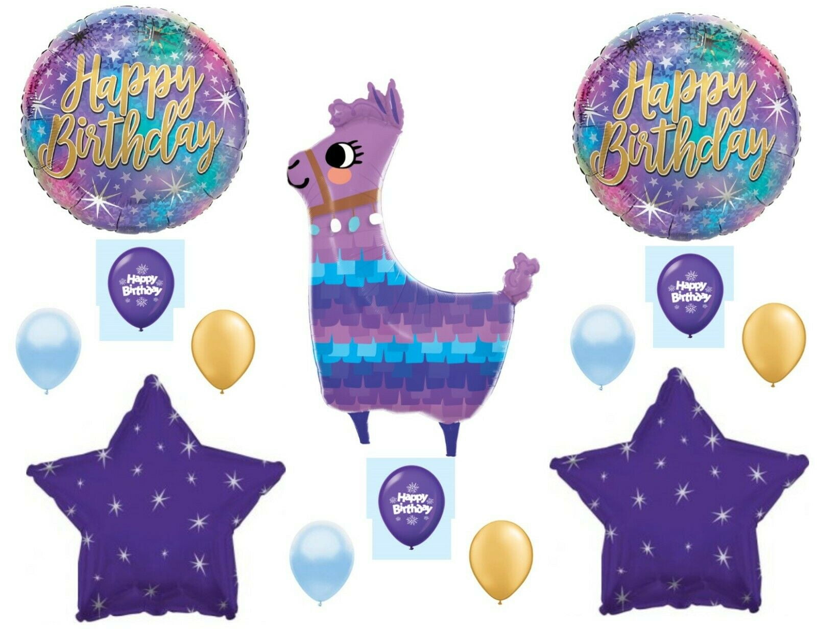 Purple Llama Happy Birthday Party Balloons Decorations Supplies Pinata