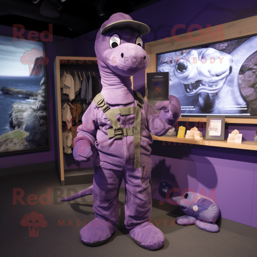 Purple Loch Ness Monster REDBROKOLY mascot costume character dressed ...