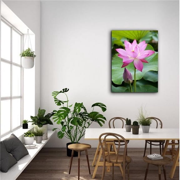 Purple Lotus Flower Photography Canvas Art, 24 x 36 in.