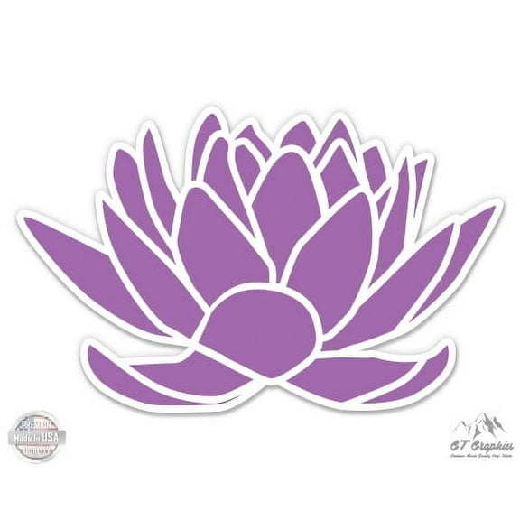 Purple Lotus Flower Yoga Peace Zen - 3" Vinyl Sticker - For Car Laptop I-Pad Phone Helmet Hard Hat - Waterproof Decal