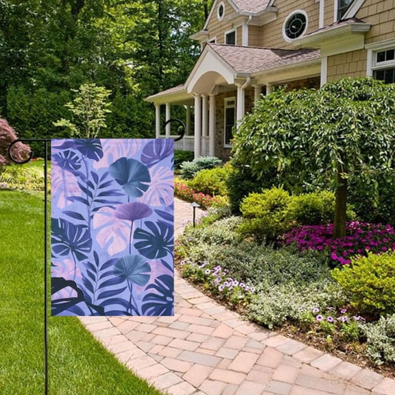Purple Lotus Leaf Garden Flag 12x18 inch Double Sided Outside Yard Decorations for Home Outdoor