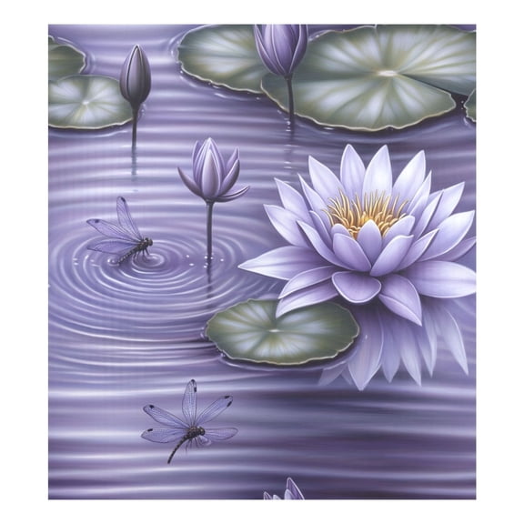 Purple Lotus Pattern Magnetic Dishwasher Decal 23''x26'' Easy to Clean Single Sided Print
