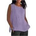 thumbnail image 1 of Purple Lounge Vest for Women Fall Summer Sleeveless Boat Neck Faux Gauze Linen Loose Fit Ruched Cami Tank Basic Top Vests Women 2025 Soft Comfy Clothing Fashion Y2K 3XL, 1 of 5