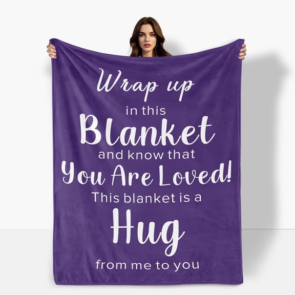 Purple Love Theme Flannel Blanket For Couples Gift Suitable For Sofa Bed Travel Camping Made With Polyester Fabric Soft Warm Comfortable Shipped From USA Ideal For Family Friends And Loved Ones