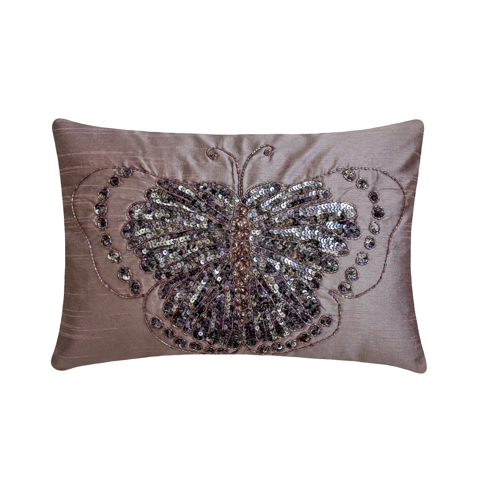 Purple Lumbar Pillow Cover Sequins Butterfly Design Sparkly Glitter Pillows Cover 12x16 inch 30x40 cm Rectangle Silk Lumbar Pillow Cover Floral Contemporary Purple Glitter Wings Walmart
